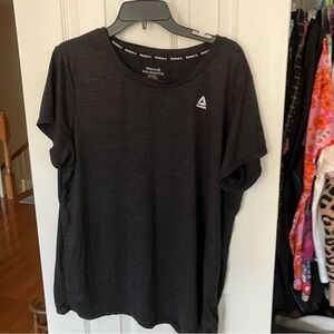 Reebok Black Charcoal Gray Dyed Crew Neck Top